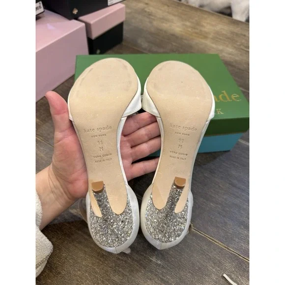 Kate Spade New York Iveene Bridal Bow Ivory Satin Hight Heel Sandals Size‎ 11 - Picture 10 of 14